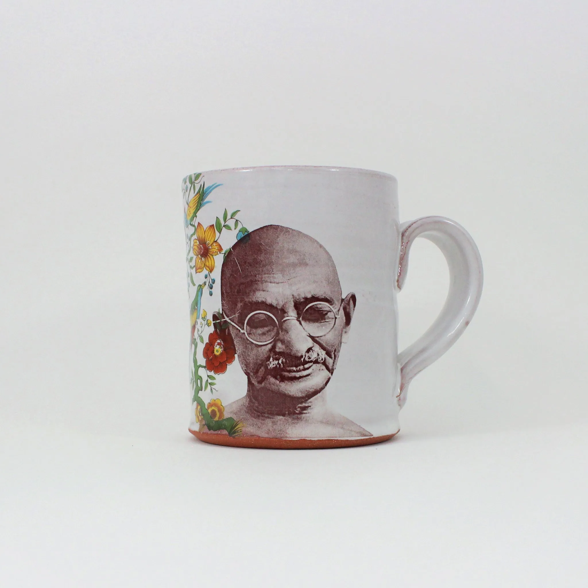 Mahatma Gandhi Mug with Flowers