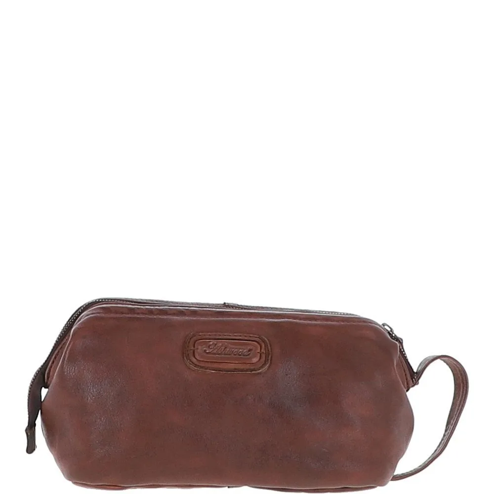 Mens Leather Wash Bag Brandy : Duff