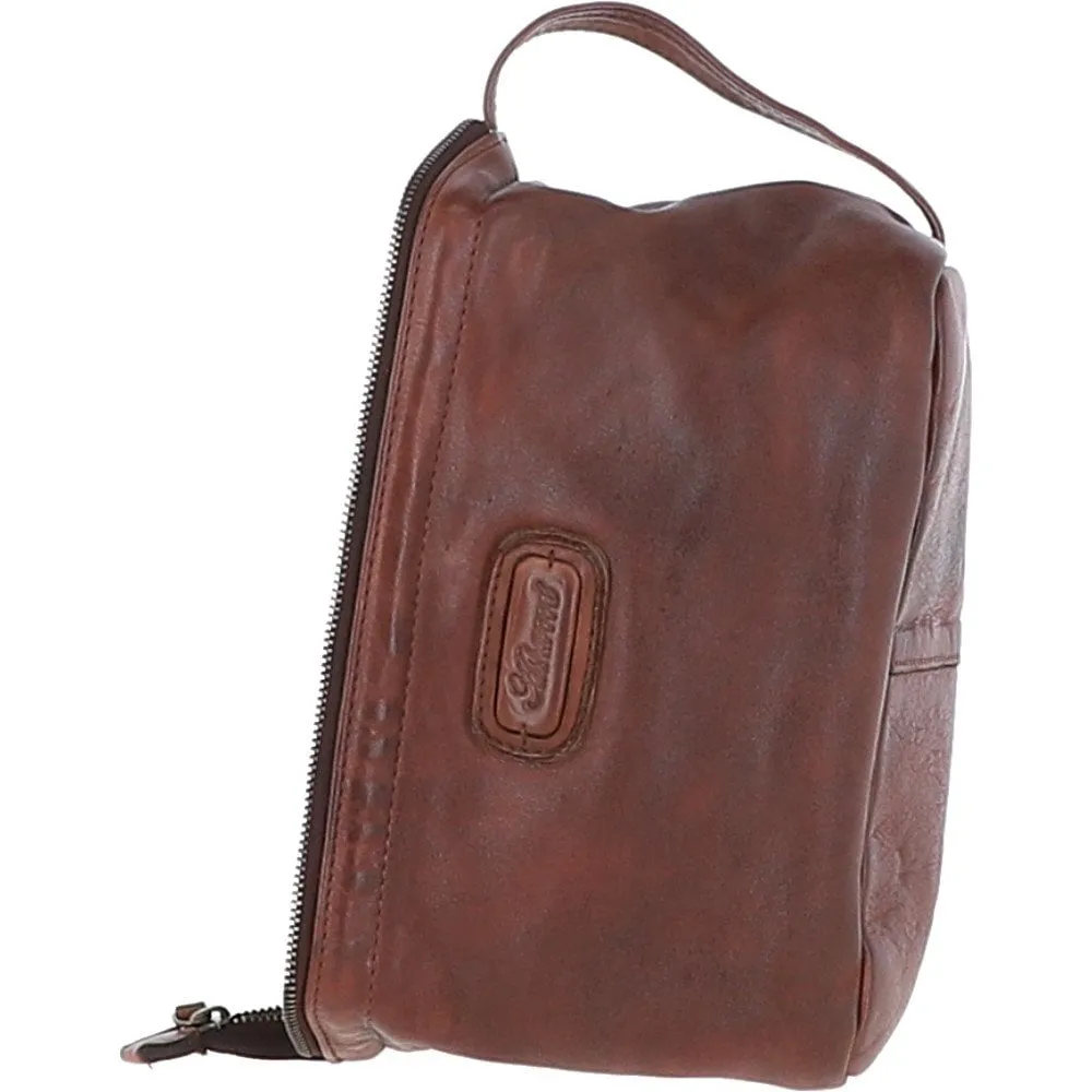 Mens Leather Wash Bag Brandy : Duff