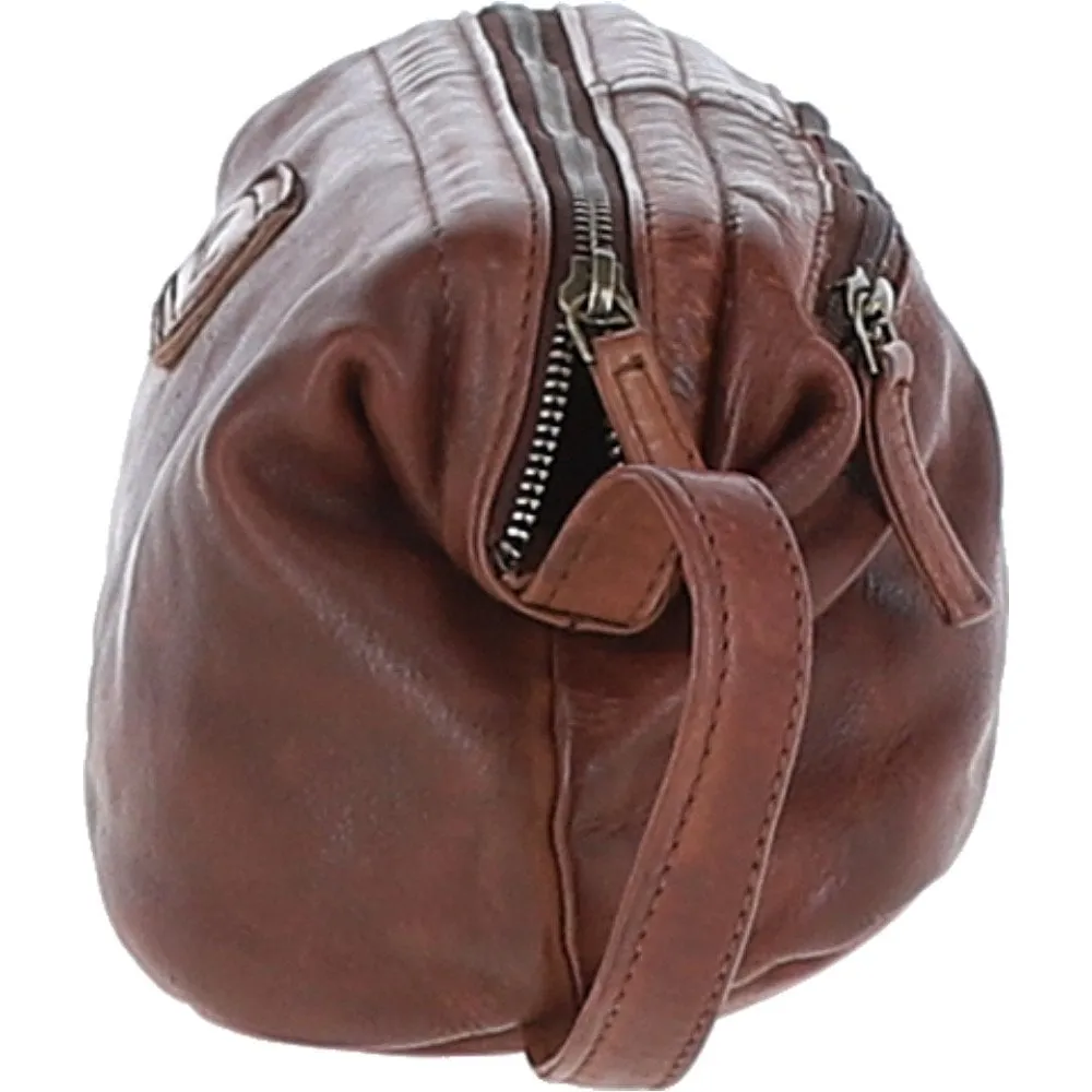 Mens Leather Wash Bag Brandy : Duff