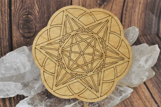 Merkaba/Seed of Life Wooden Grid Plate