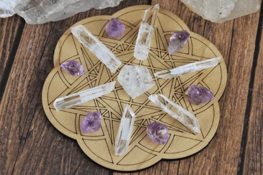 Merkaba/Seed of Life Wooden Grid Plate