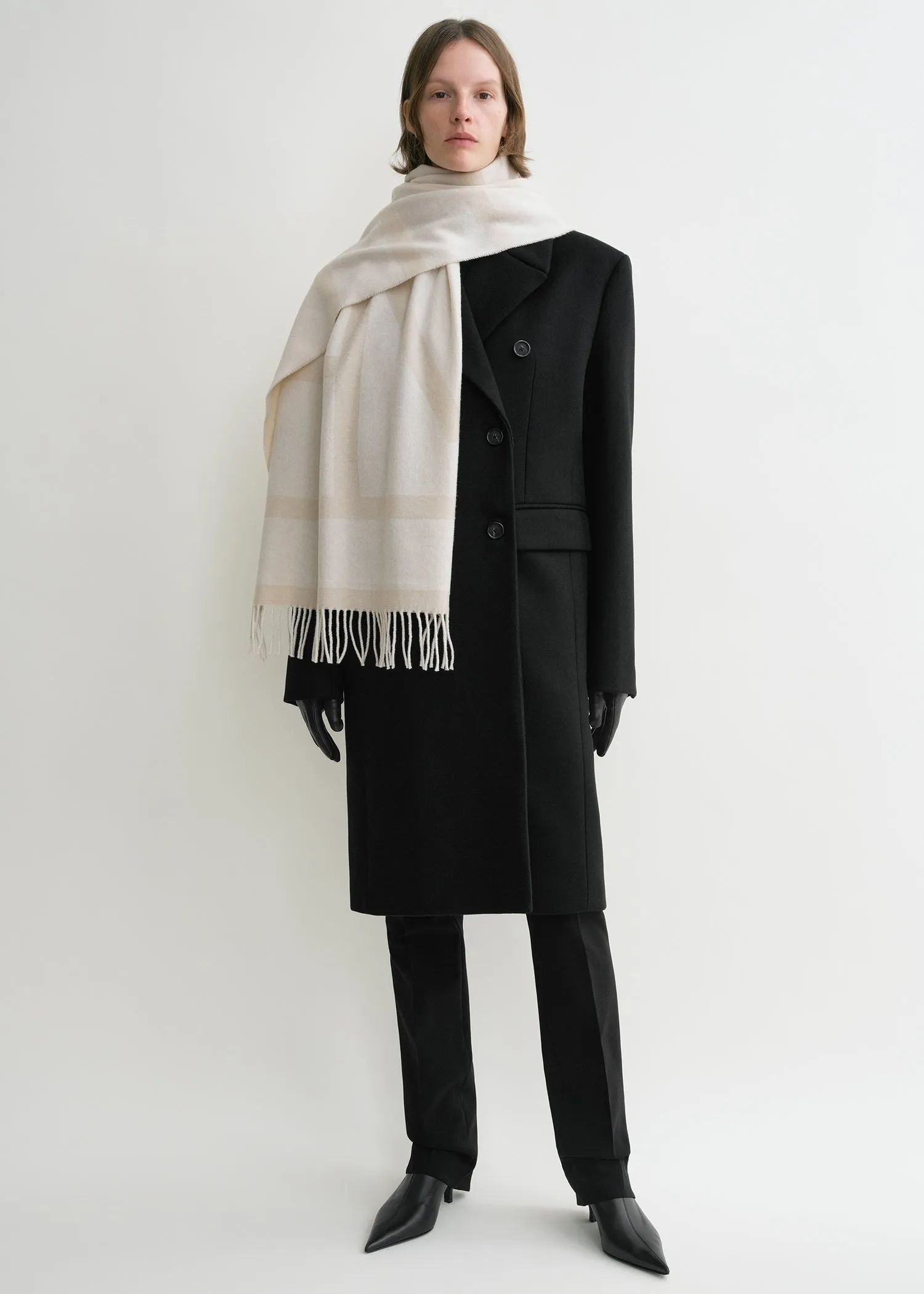 Monogram jacquard wool scarf bone