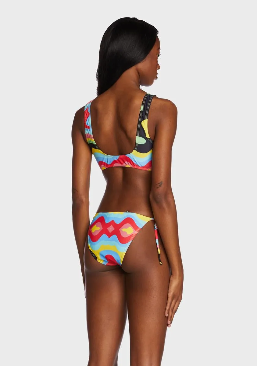 Multi Wave Print Bikini Top-