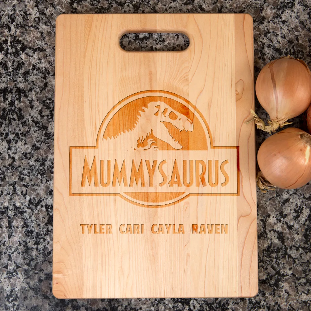 Mummysaurus Personalized Maple Cutting Board