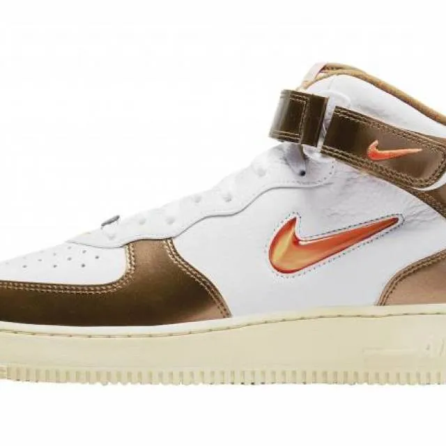 Nike Air Force 1 Mid QS JEWEL White Total Orange Ale Bro...