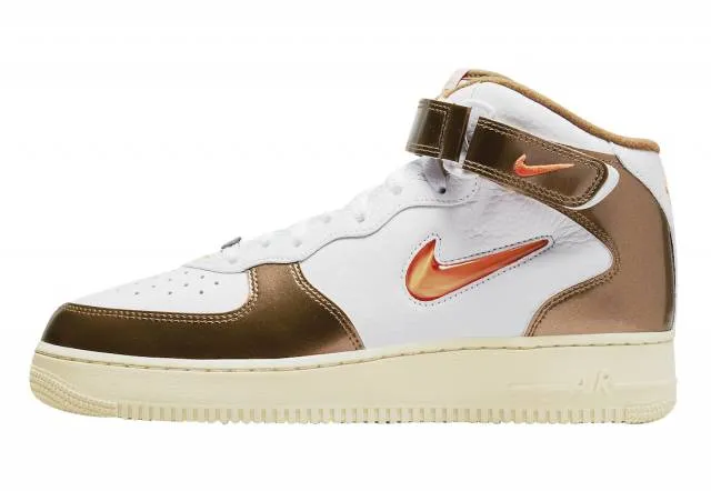 Nike Air Force 1 Mid QS JEWEL White Total Orange Ale Bro...