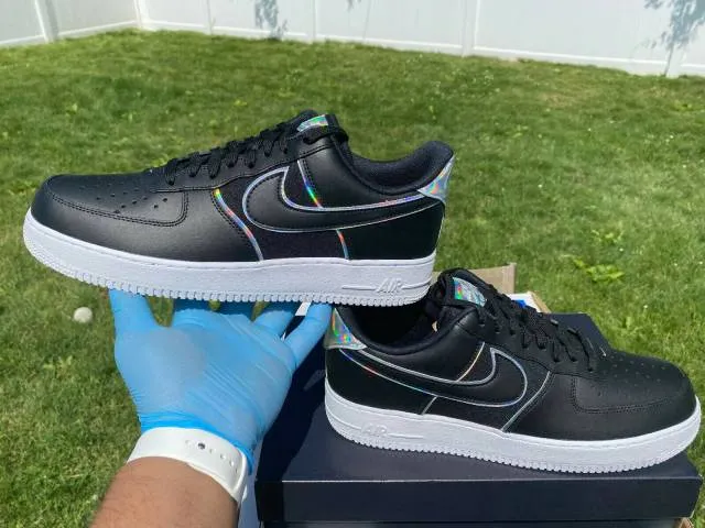 Nike MENS Air Force 1 Low "Black Iridescent" Outline AT6...