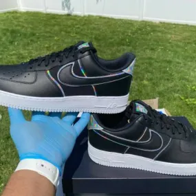 Nike MENS Air Force 1 Low "Black Iridescent" Outline AT6...