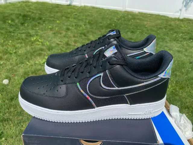 Nike MENS Air Force 1 Low "Black Iridescent" Outline AT6...