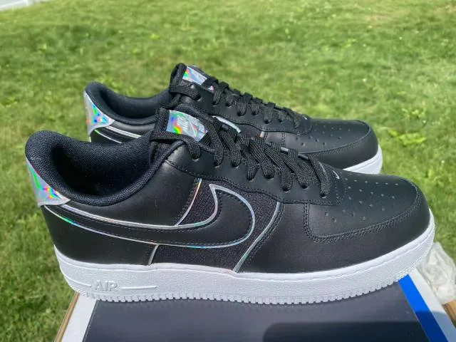 Nike MENS Air Force 1 Low "Black Iridescent" Outline AT6...