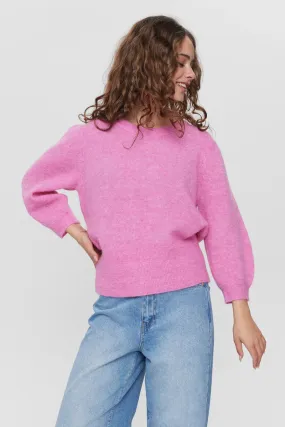 Numph - Nurietta Cropped Sleeve Pullover  - Fuschia Pink