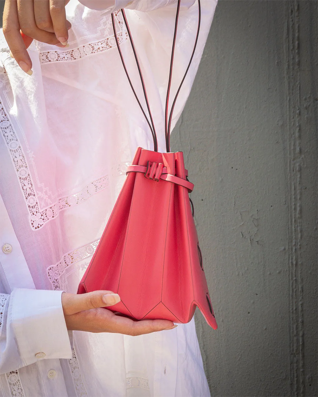 Origami Leather Bag Bubblegum