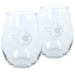 OTTAWA SENATORS 17OZ STEMLESS WINE GLASS SET - 2 PACK