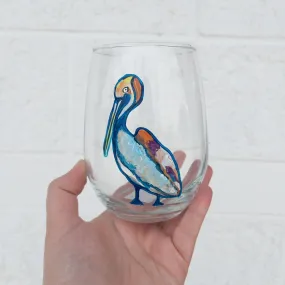 Pelican Hand-Painted Wine Glass