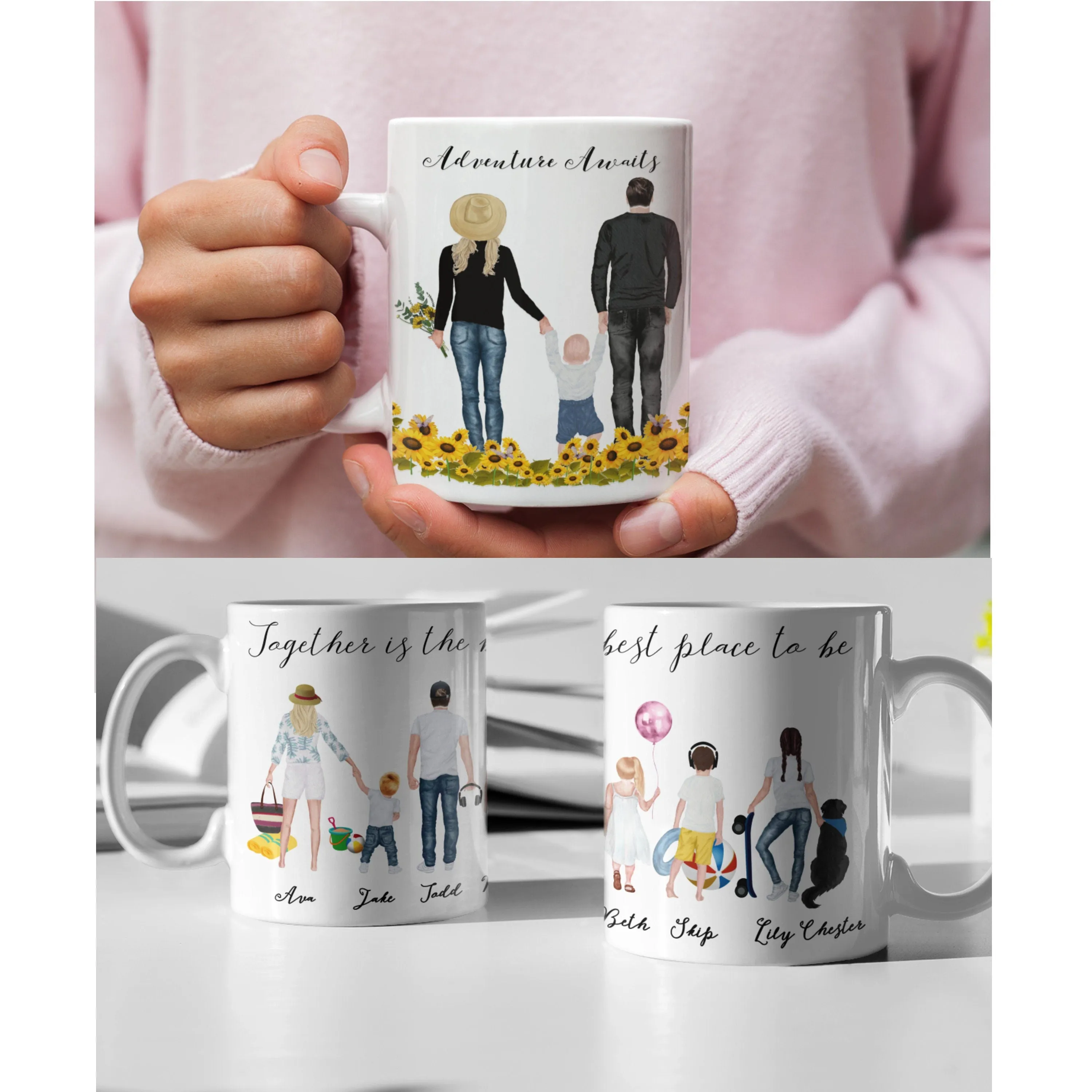 Personalized Mug, Family Mug, Coffee Cup, Custom Designer Mug, Family gift