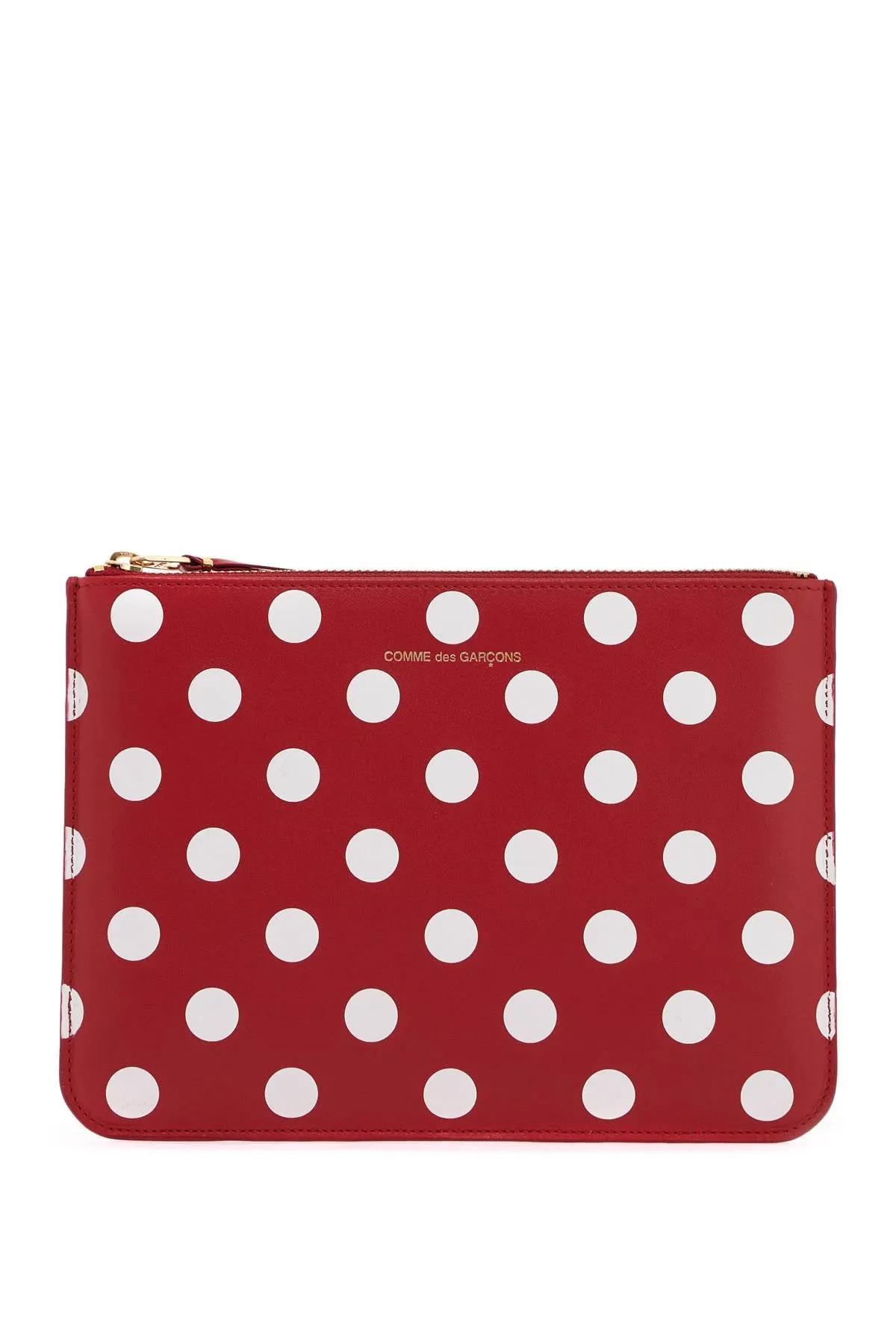 polka dot leather pouch bag