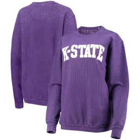 Pressbox Kansas State Wildcats Women's Purple Comfy Cord Vintage Wash Basic Arch Pullover Sweatshirt