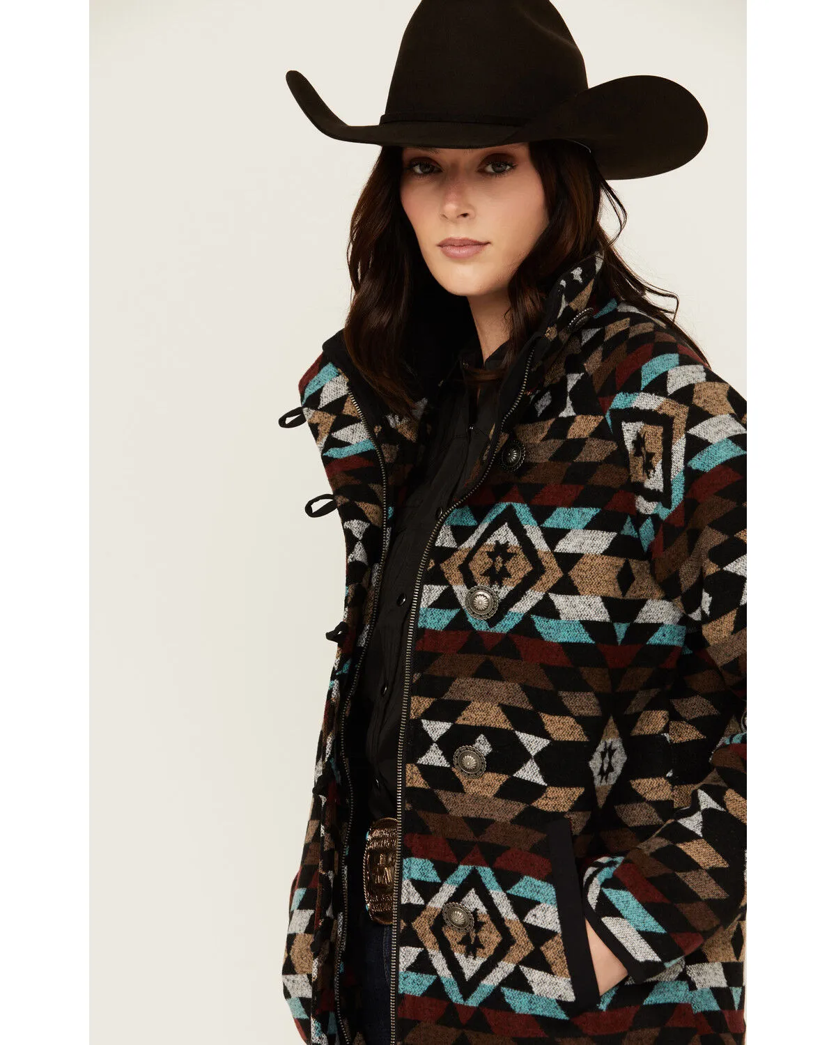 Product Name:  Cruel Girl Women's Southwestern Print Tweed Jacket