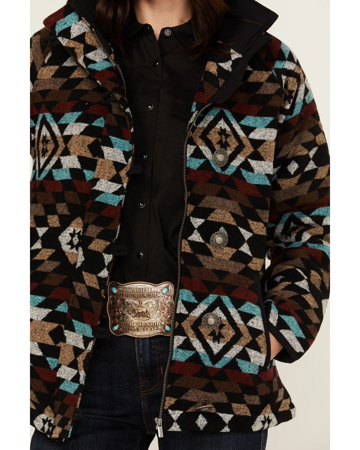 Product Name:  Cruel Girl Women's Southwestern Print Tweed Jacket