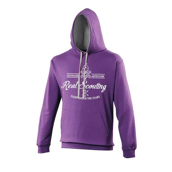 Real Scouting Adult Hoodie - Purple/Heather Grey