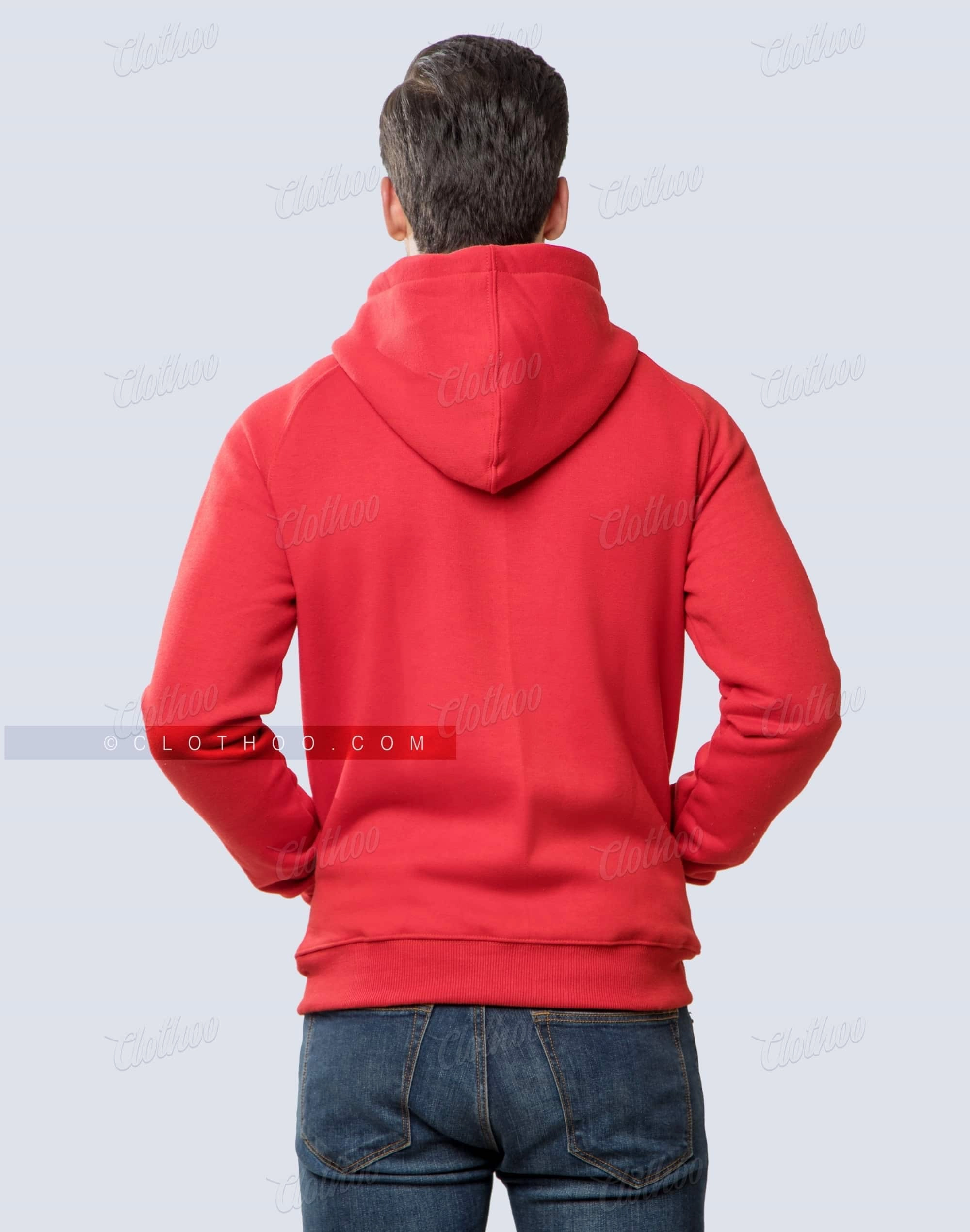 Red Fleece Hoodie with Zip Closure