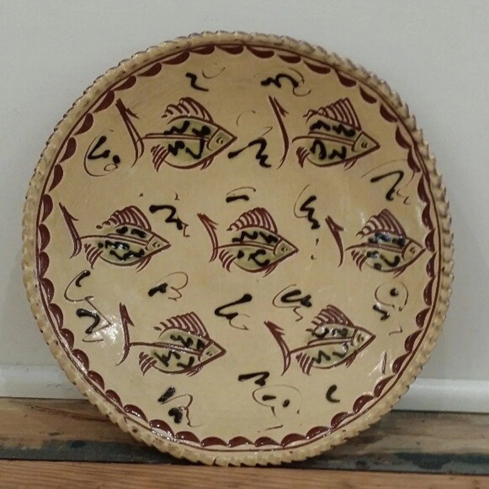 Redware Fish Deep Plate