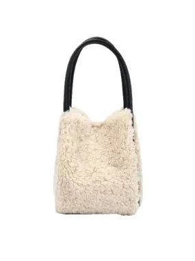 Remi & Reid Hollace Mini Tote in Cream Shearling