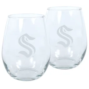 SEATTLE KRAKEN 17OZ STEMLESS WINE GLASS SET - 2 PACK