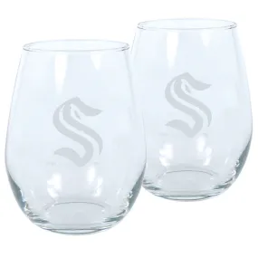 SEATTLE KRAKEN 2 PACK 17 OZ STEMLESS WINE GLASS SET