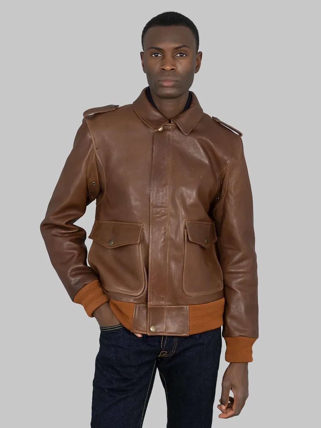 Shangri-La Heritage Don Gentile A-2 Seal Brown Flight Jacket