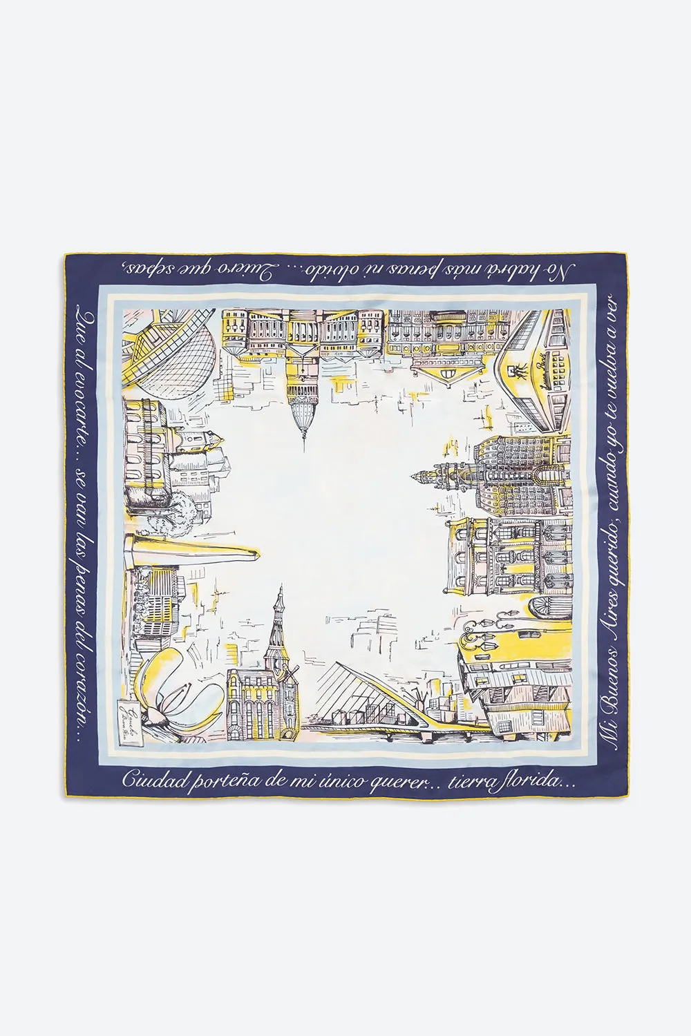 Silk Capital Scarf in Blue Yellow