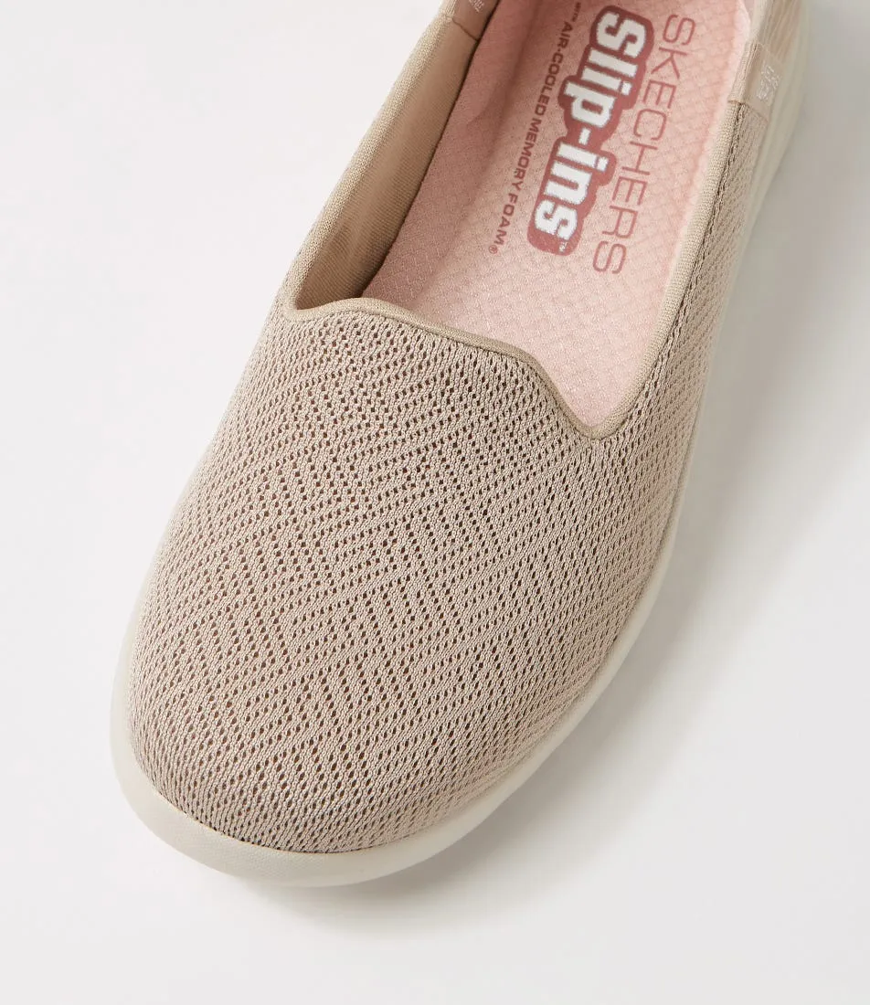 SKECHERS On The Go A Taupe Fabric Sneakers