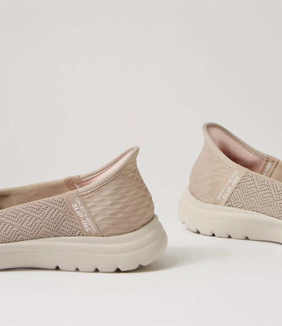 SKECHERS On The Go A Taupe Fabric Sneakers