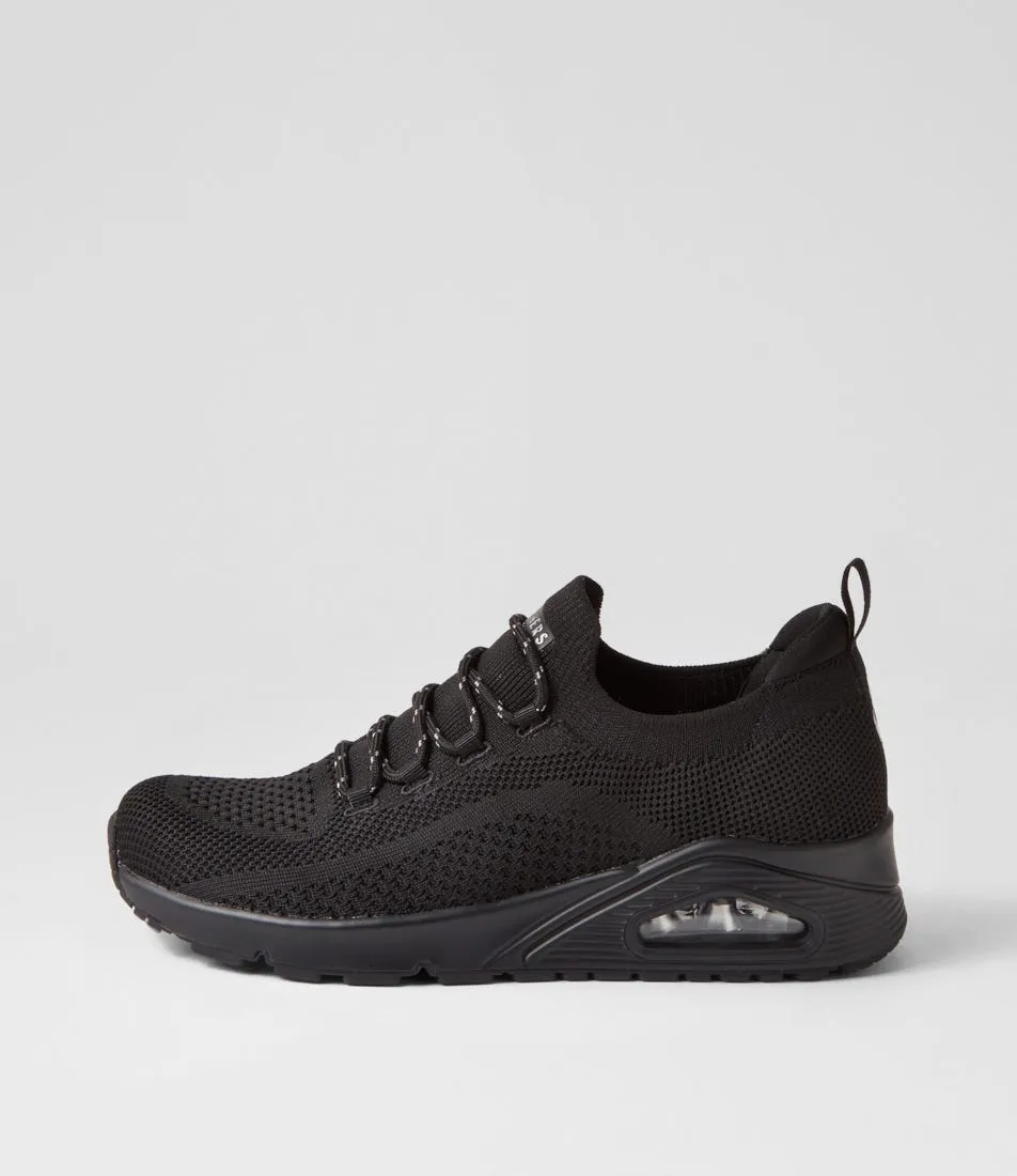 SKECHERS Uno Black Knit Sneakers