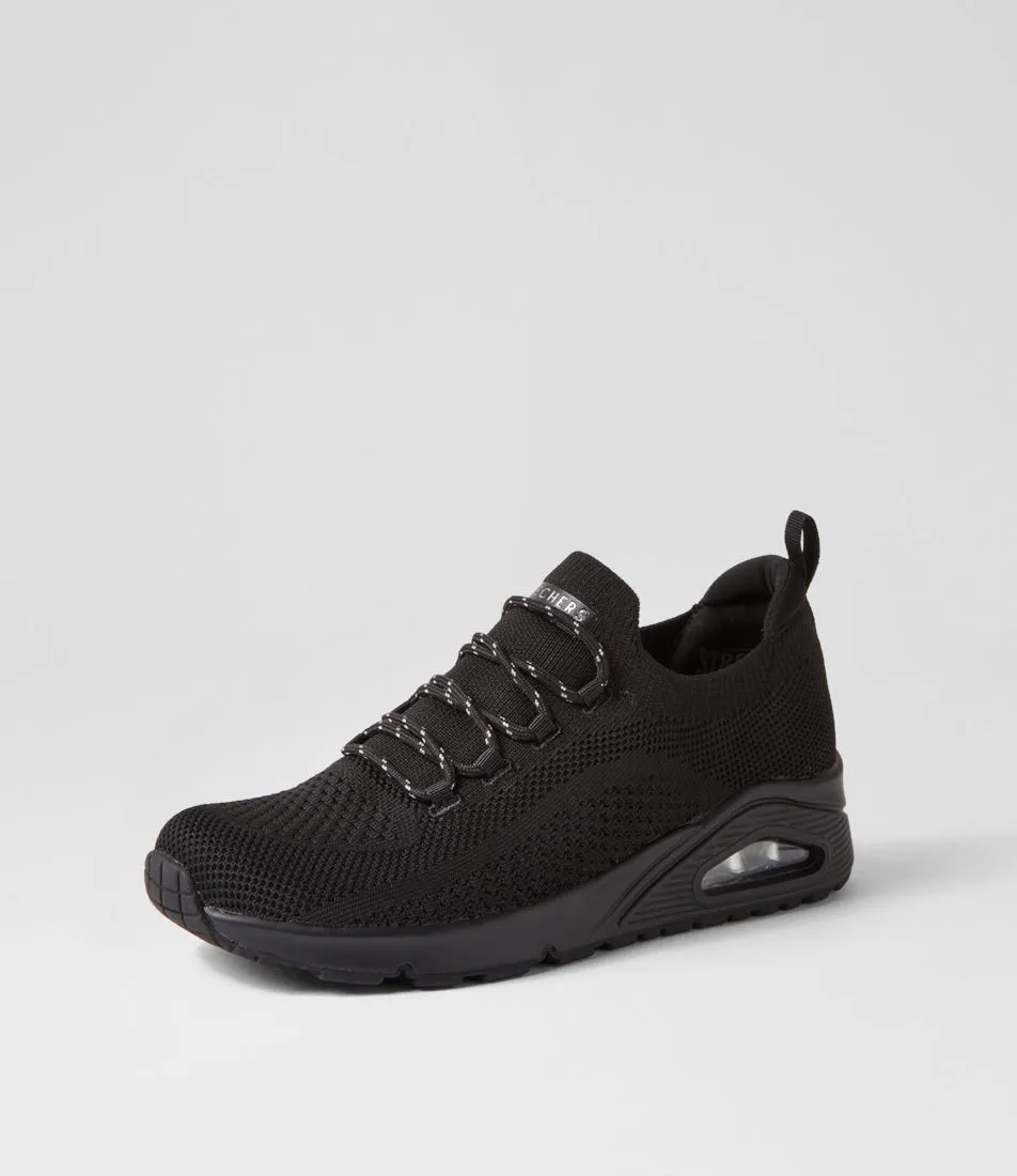 SKECHERS Uno Black Knit Sneakers