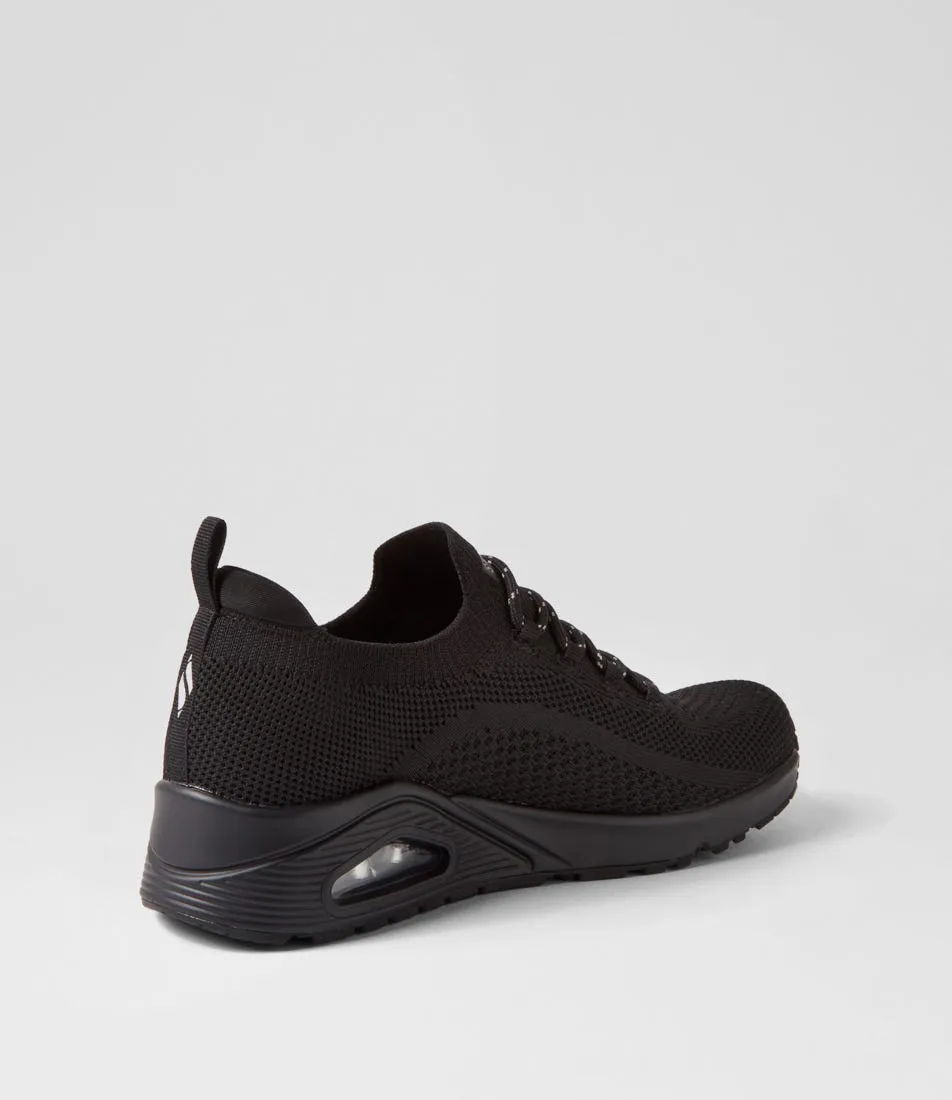 SKECHERS Uno Black Knit Sneakers