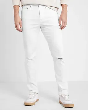 Slim White Ripped Hyper Stretch Jeans