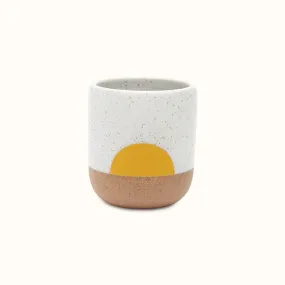 Speckled Handleless Mug - White with Sunrise