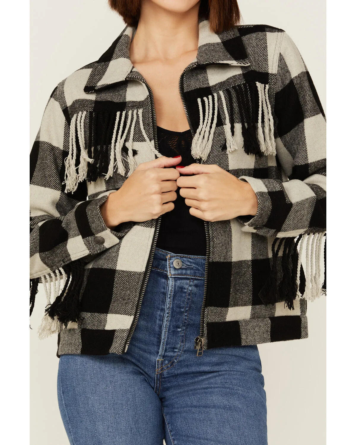 STS Ranchwear Women's Black & Cream Fringe Oaklie Jacket