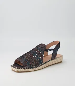 SUPERSOFT Prettie Black Lizard Print Suede Sandals