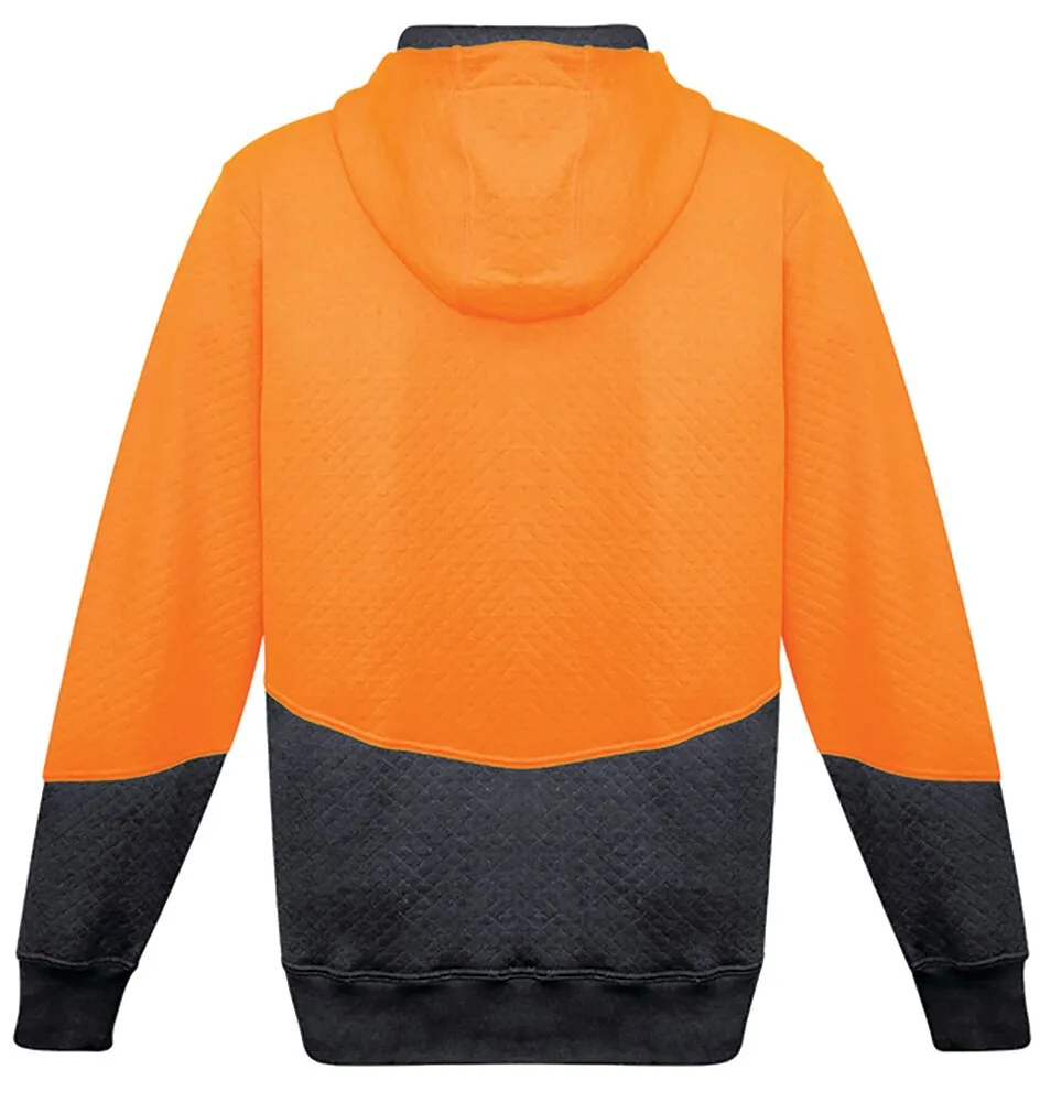 SYZMIK ZT477 9401042346100 Hoodie - Textured Jacquard - Hi-Vis Polycotton - Unisex - Orange/Charcoal - 2XS