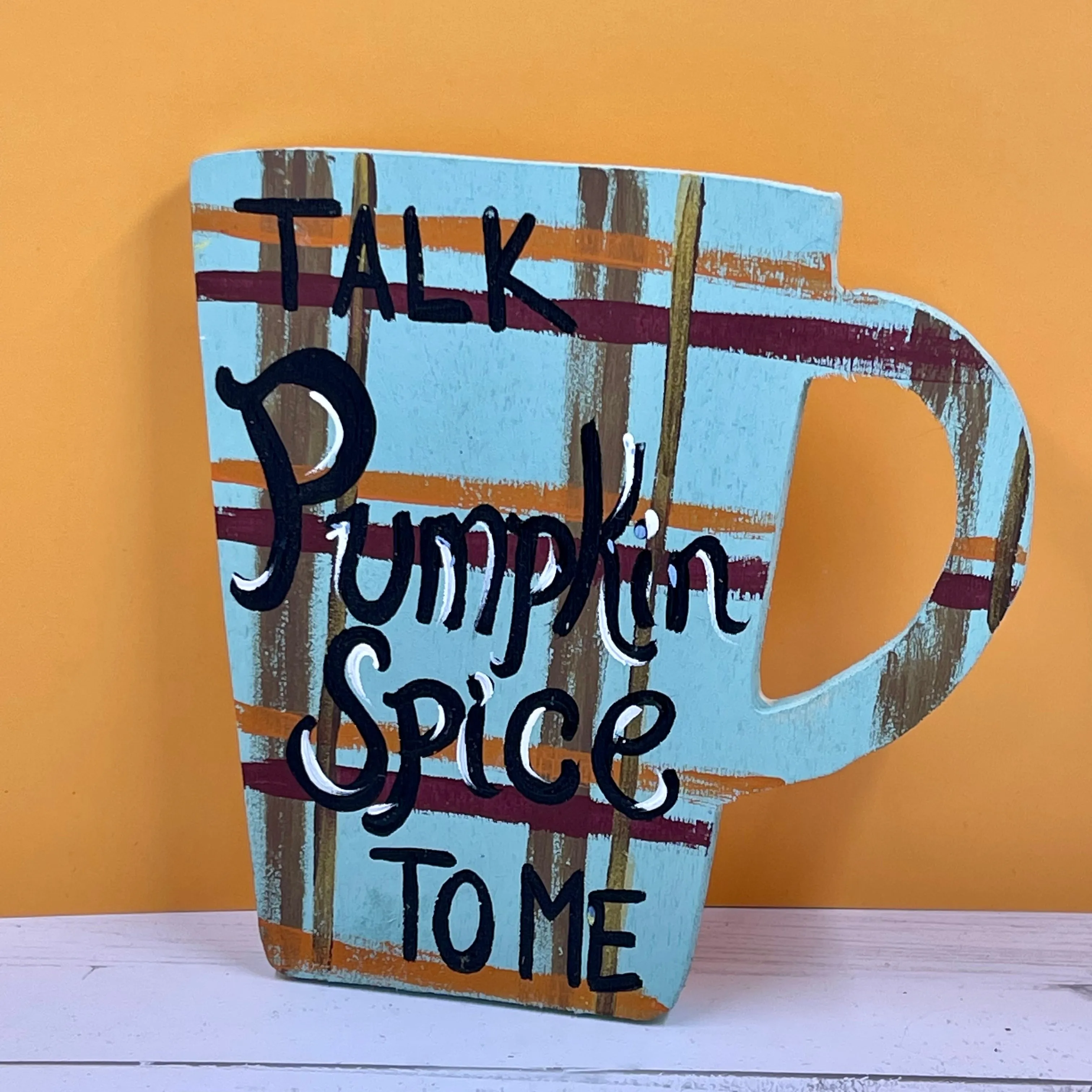 Teal Plaid Coffee Mug Signs