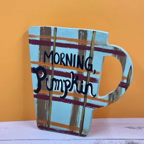 Teal Plaid Coffee Mug Signs