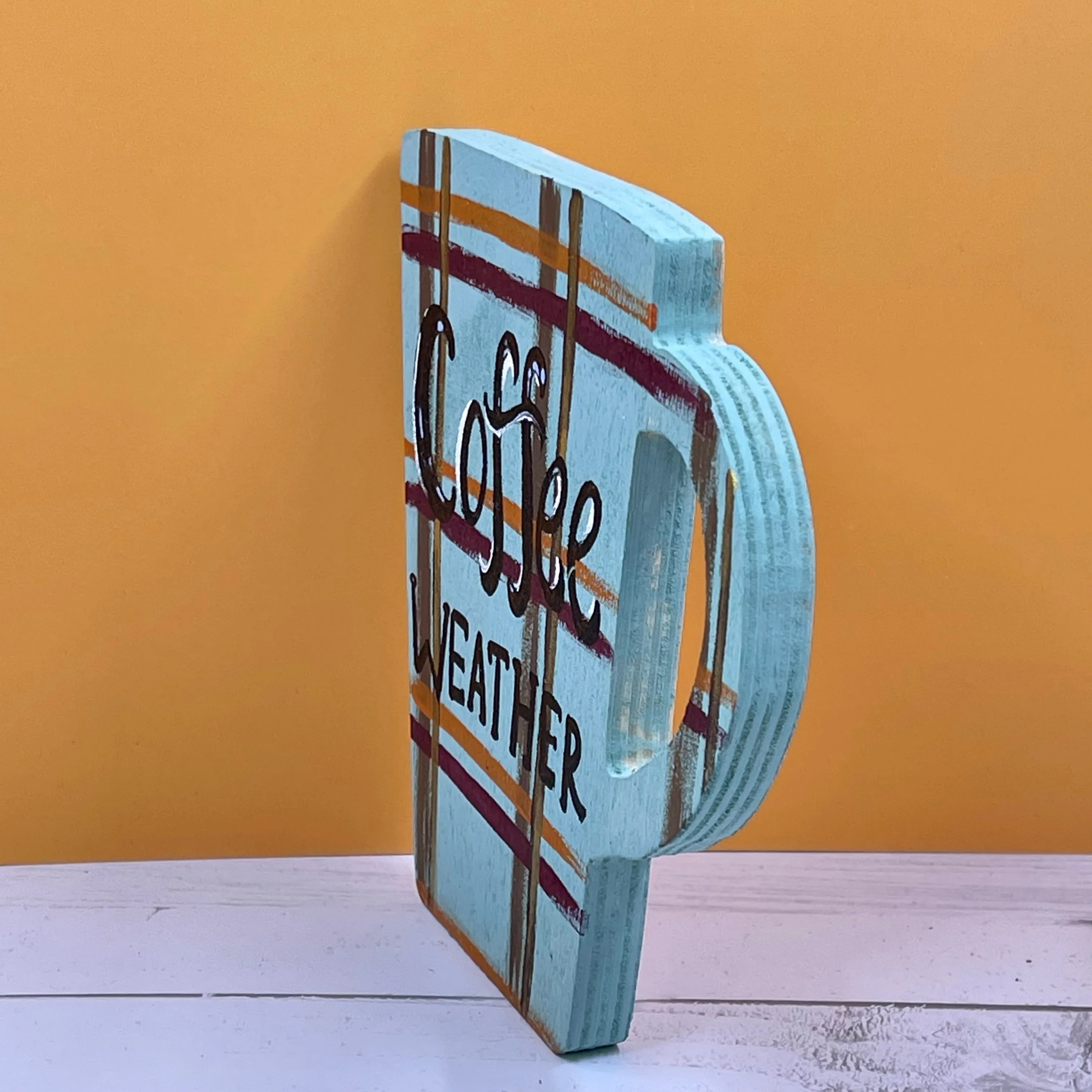 Teal Plaid Coffee Mug Signs