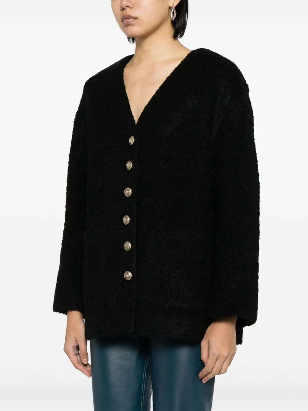 tout a coup V-neck drop-shoulder jacket - Black