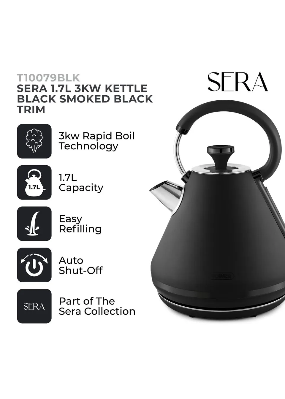 Tower Sera 3KW Kettle (1.7L)