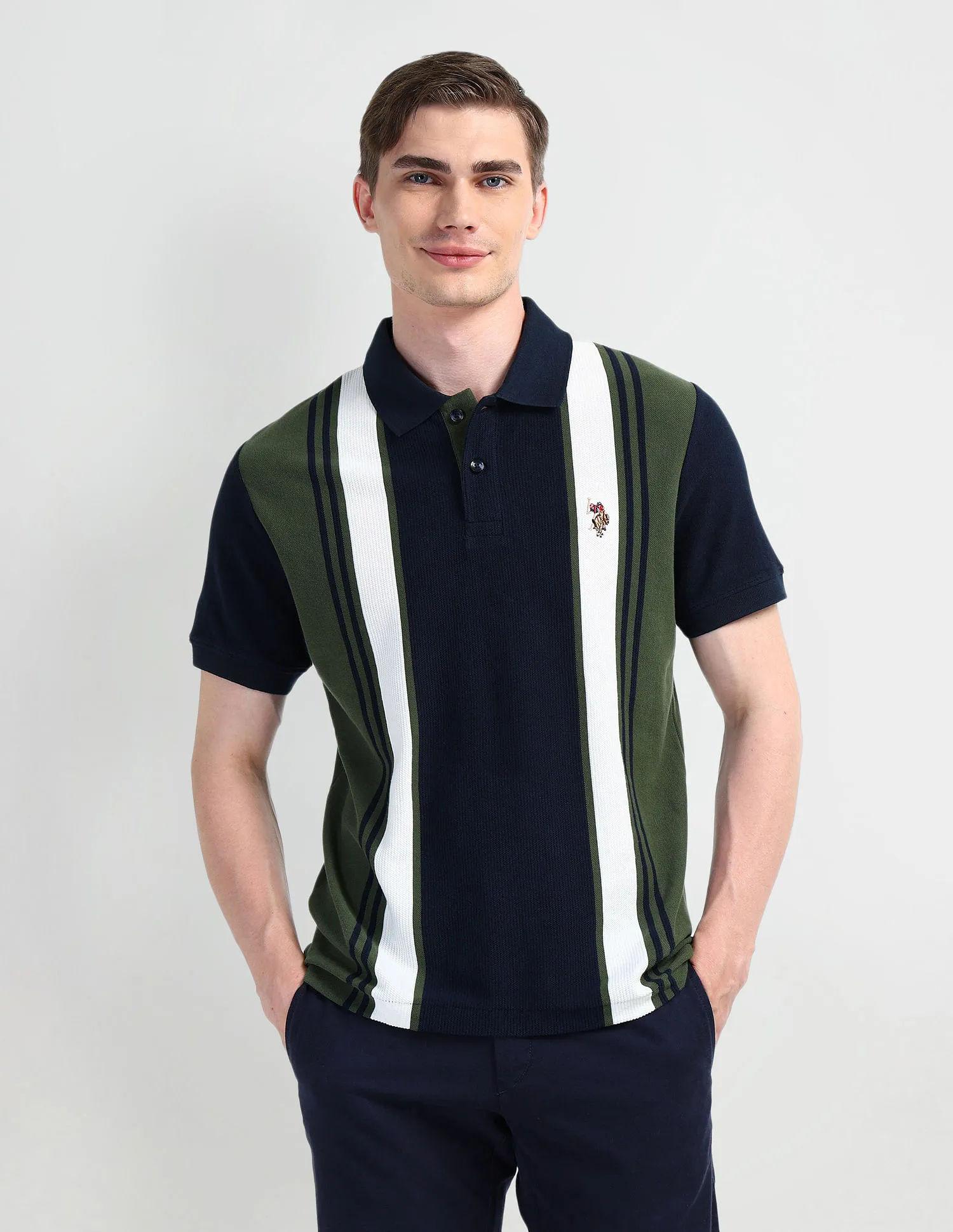 U.S. Polo Assn. Denim Co. Muscle Fit Striped Polo Shirt