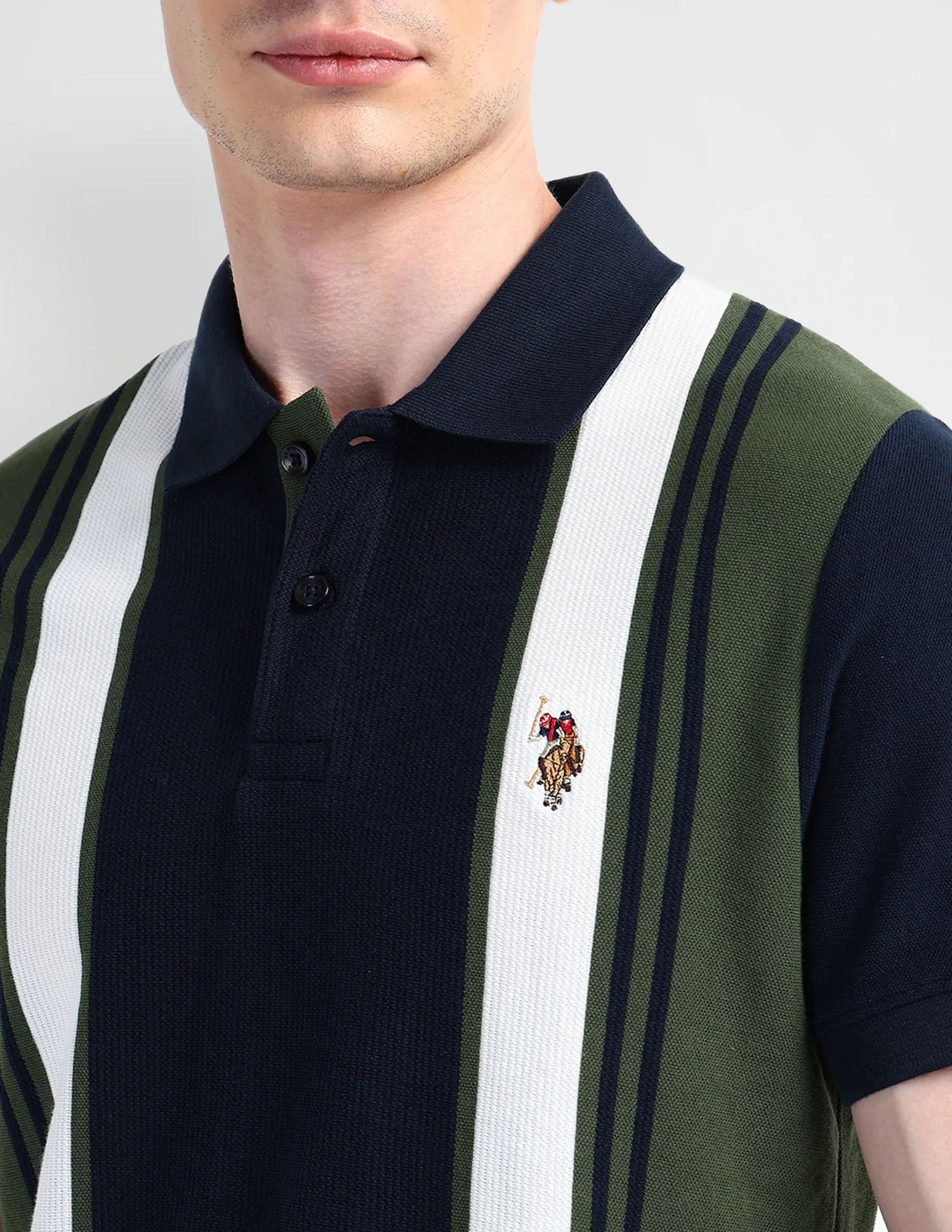 U.S. Polo Assn. Denim Co. Muscle Fit Striped Polo Shirt