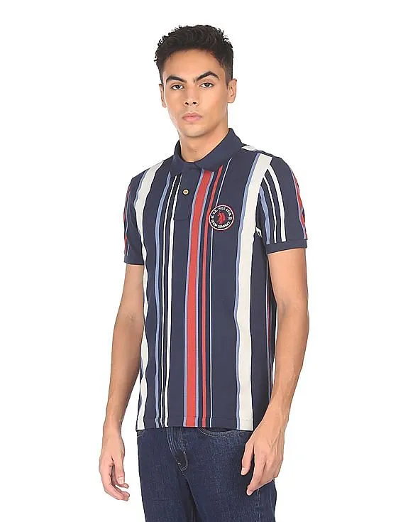 U.S. Polo Assn. Denim Co. Ribbed Collar Striped Polo Shirt